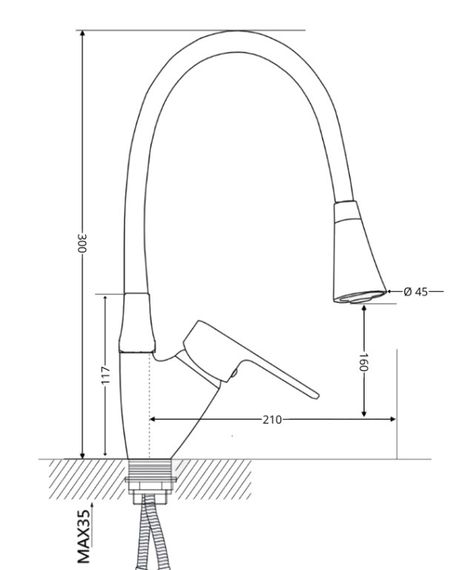 Змішувач для кухні Lidz Tani 008F3 з гнучким виливом (k40) White / Chrome LDTAN008F3WCR37037 | Зображення 1