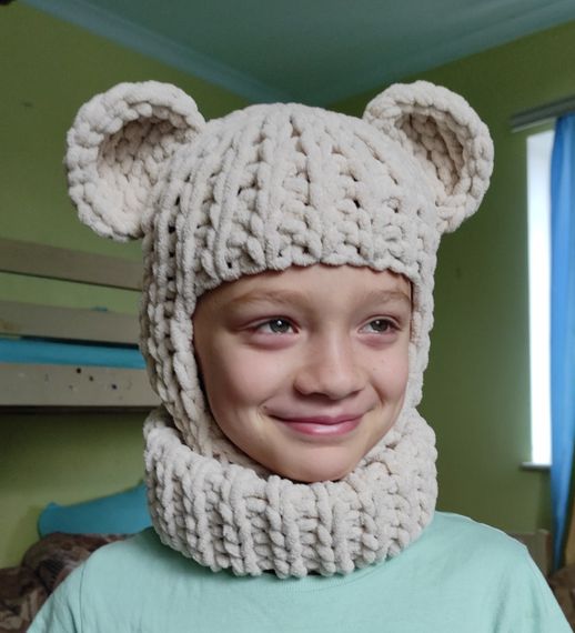 Балаклава колір 599 плюшева з вушками ведмедика | Зображення 3
