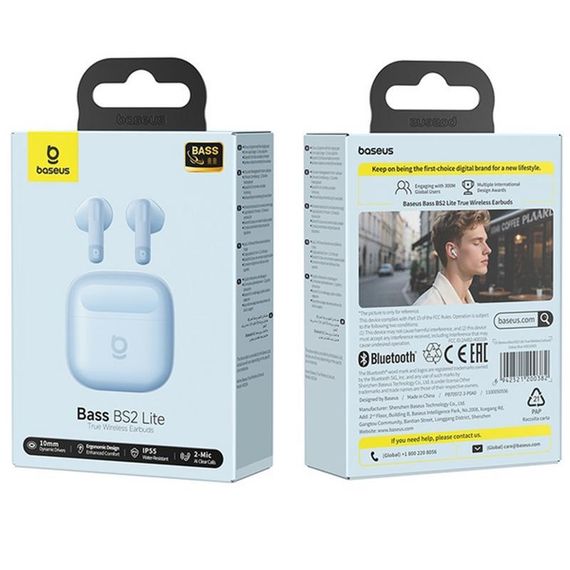 Бездротові TWS навушники Baseus Bass BS2 Lite (A0010A) Galaxy Blue | Зображення 4