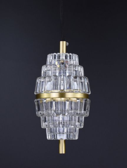 Люстра світлодіодна підвісна LED світильник для квартири на стелю лед 26714 Латунь 30-200х11х11 см. | Зображення 2