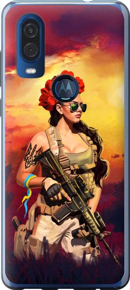 Чехол на Motorola One Vision Украинка с оружием "5316u-1782-17620"