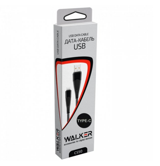 Кабель USB Type-C WALKER C550 2,4A 1м чорний | Зображення 1