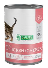 Корм Nature's Protection with Сhicken & Сheese вологий з куркою і сиром для дорослих котів 400 гр