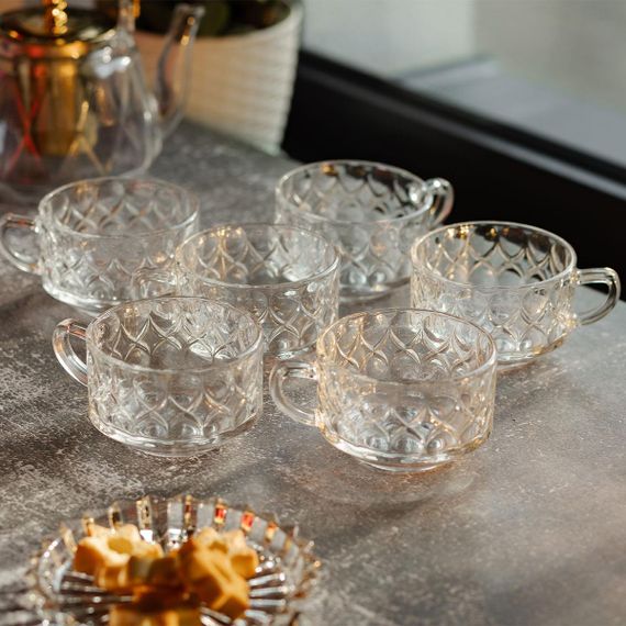 Набір чашок зі скла 6 шт прозорі скляні кружки 270 мл HP-YH-67 | Зображення 2