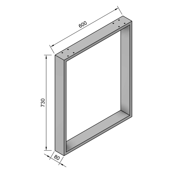 Опора для столу з металу 600×80mm, H=730mm (профільна труба: 80x20mm) Сірий | Зображення 6