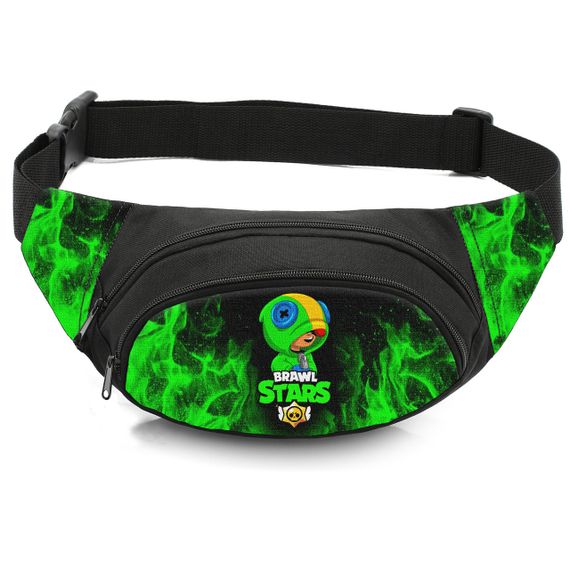 Сумка-бананка детская с принтом Бравл старс Леон поясная сумка для мальчика (4476)