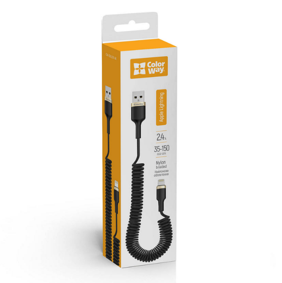 Кабель USB Lightning ColorWay CW-CBUL051-BK 2,4A 0,35-1,5м чорний