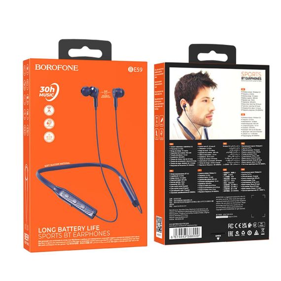 Беспроводные наушники BOROFONE BE59 Rhythm neckband BT elphones Blue | Зображення 1