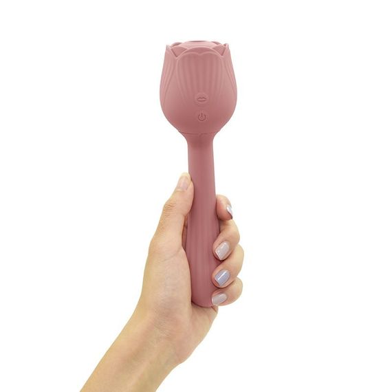 Вибратор в форме тюльпана с вакуумной стимуляцикй Sweet Em Velvet Lure Розовый Sex Aura | Зображення 7