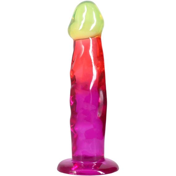 Дилдо Doc Johnson Crystal Jellies - 7.5 Inch Classic Dong - Rainbow Sex Aura