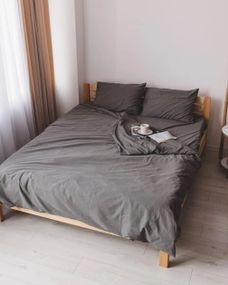 Постільна білизна євро Dushka Home Варена бавовна 20470 200х220 см темно-сіра