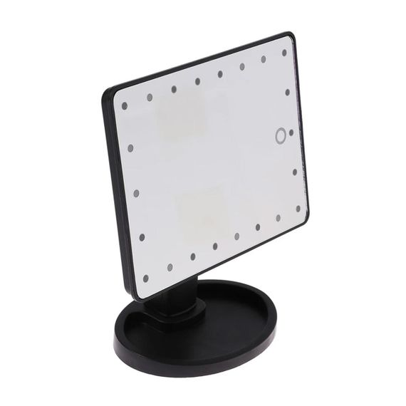 Дзеркало для макіяжу з підсвіткою (22x17 см), на батарейках та від USB, NJ-230, Чорне / Сенсорне настільне дзеркало | Зображення 2