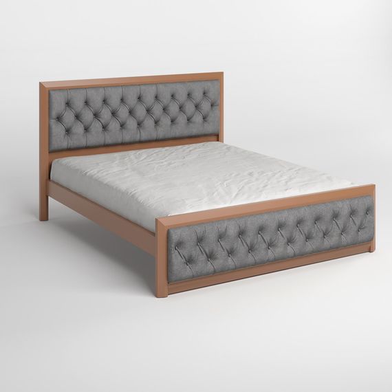 Двоспальне дерев&#039;яне ліжко Mebigrand Барселона Б3 Коричневий (RAL8025)/Аляска 93 (Сірий) 180х190 см (MBG-13774) | Зображення 1