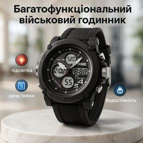 Водонепроникний наручний електронний годинник для чоловіка SKMEI 2065BKWT, Якісний спортивний годинник IZ-70
