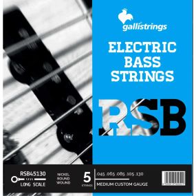 Струни для бас-гітари Gallistrings RSB45130 (.045-.130), MEDIUM CUSTOM, Nickel