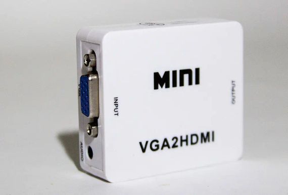 Перехідник VGA на HDMI конвертер для ПК, ноутбука, відео реєстратора адаптер перетворювач з аудіо та зовнішнім живленням HDMI - VGA VGA2HDMI(4272) | Зображення 1