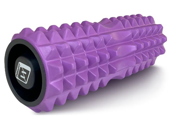 Масажний ролик EasyFit Grid Roller 33 см v.1.2 із заглушками із двох сторін Фіолетовий (EF-2022a-V)