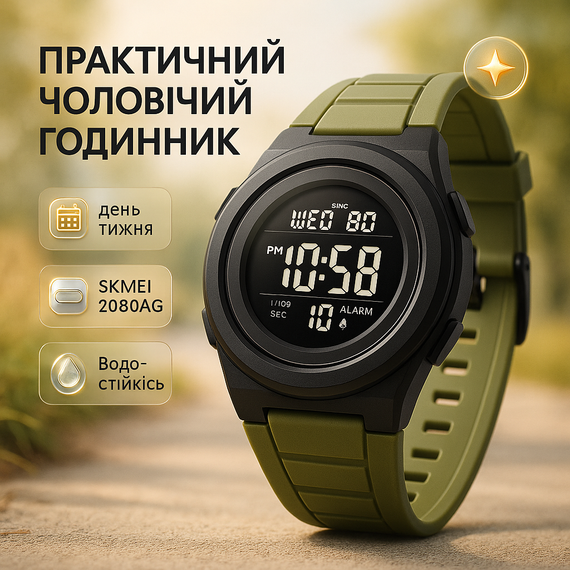 Армійський наручний годинник з таймером SKMEI 2080AG, Військовий годинник з підсвічуванням CF-13