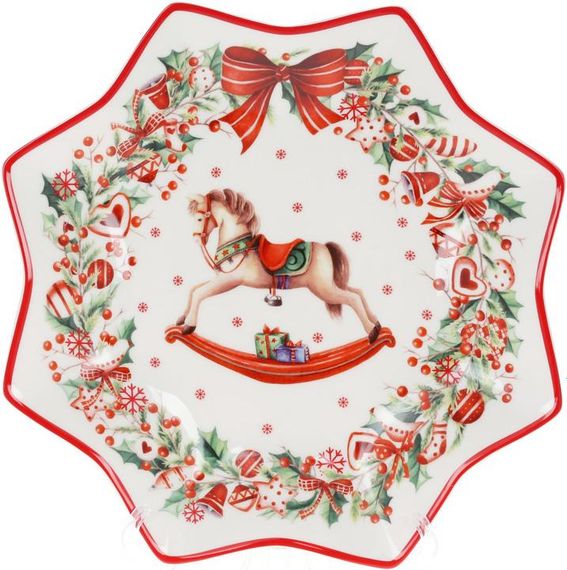 Фарфоровое блюдо снежинка Сhristmas present 30см