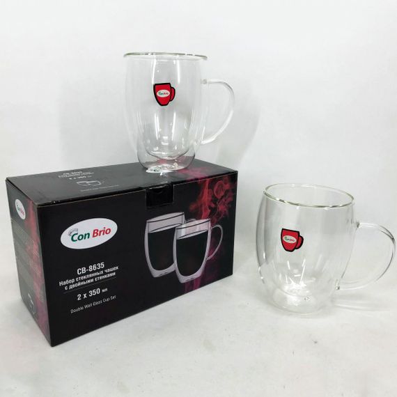 Кружка для кофе с двойным дном, Две чашки с двойным дном Набор стаканов двойными стенками для кофе WE-45 | Зображення 4