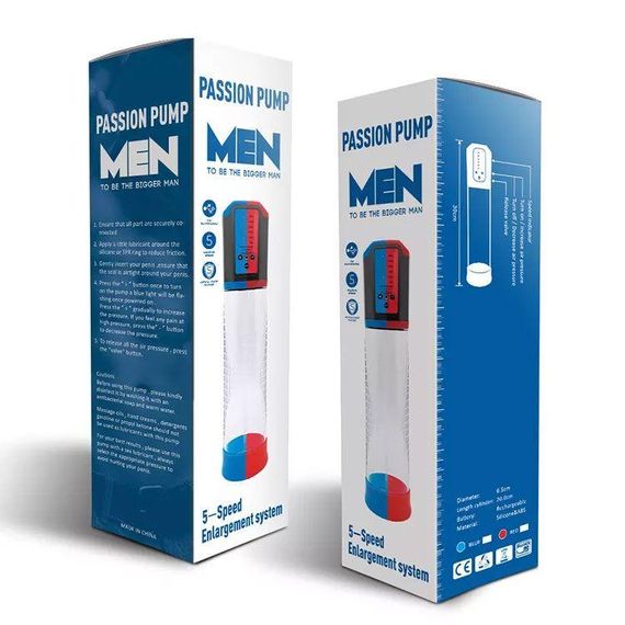 Автоматична вакуумна помпа Men Powerup Passion Enlargement system Blue, перезаряджувана, 5 режимів Sex Aura | Зображення 3
