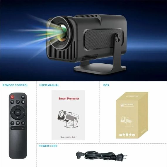Проектор SmartTV домашній кінотеатр UltraHD HY320 4K Android 11 WI-FI6 Bluetooth HDMI 150" FullHD 300ANSI чорний | Зображення 1