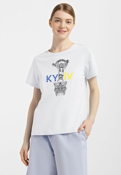 Футболка жіноча біла з принтом "Київ", M