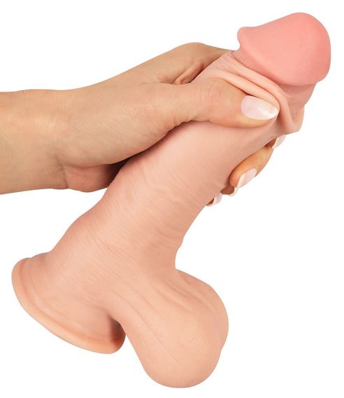 Фалоімітатор - Nature Skin Dildo With Movable Skin, 20 см Sex Aura | Зображення 7
