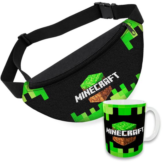 Детский набор Minecraft сумка-бананка + керамическая кружка с принтом (5577)