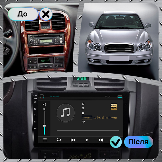 Штатная магнитола Lesko для Hyundai Sonata IV (EF) Рестайлинг 2001-2012 экран 9" 2/32Gb 4G Wi-Fi GPS Top | Зображення 2