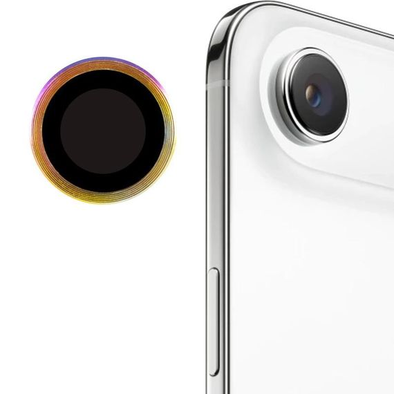 Захисне скло Metal Classic на камеру (у упак.) для Apple iPhone 17 Air (6.6") Чорний / Black Бузковий / Rainbow | Зображення 3