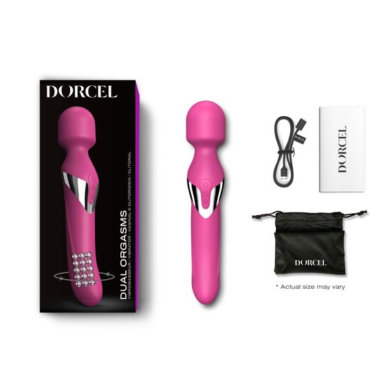 Вібромасажер 2в1 Dorcel Dual Orgasms Magenta класичний масажер і вібратор з перлинним масажем | Зображення 4