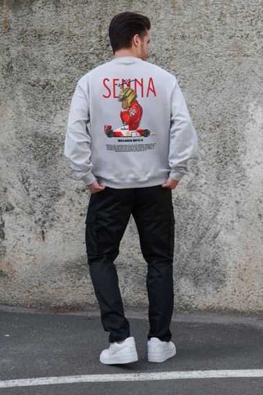 Утеплений оверсайз світшот на флісі з принтом Without Senna Gray | Зображення 1