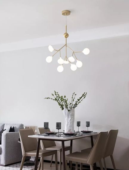 Люстра підвісна на 9 лампочок 26141 Золото 60-150х56х56 см.