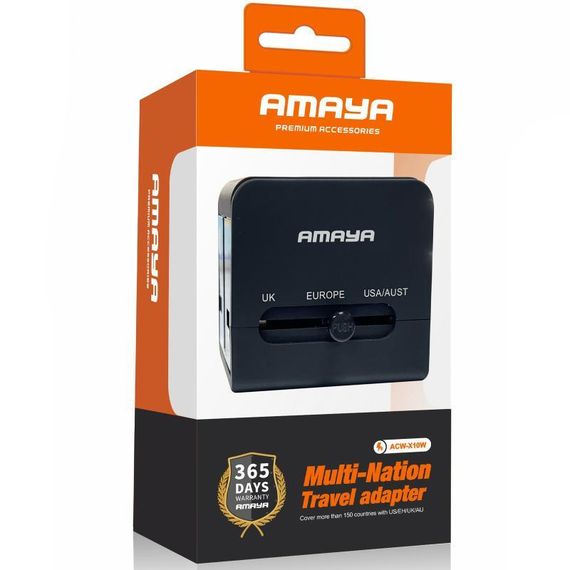 Сетевой універсальний перехідник Amaya X10W 10W + 1USB-A/1C Black | Зображення 1