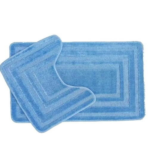 АКЦІЯ Набір килимків для ванної 2шт 40*50см+50*80см Рамка Econom синій + Фіранка PEVA Дариана