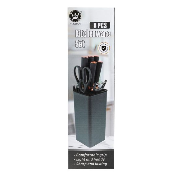 Набор кухонных ножей 5 штук с ножницами и овощечисткой 33/23.5/24.5/19.5 см Черный HP27476 | Зображення 5