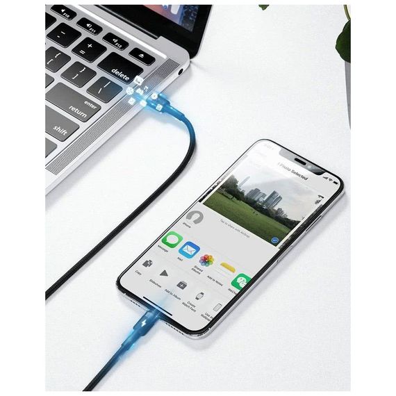 Дата кабель USB-C to Lightning 1.0m 18W 2.1A Cafule Black-Grey Baseus (CATLKLF-G1) | Зображення 7