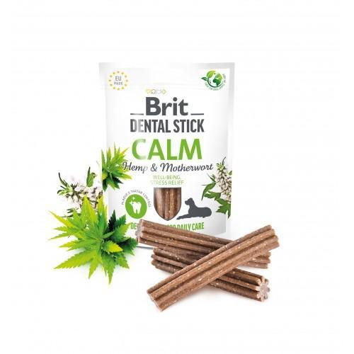 Лакомства для собак Brit Dental Stick Calm успокаивающее, конопля и пустырник, 7 шт, 251 г | Зображення 1
