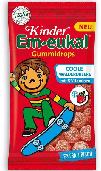 Желейные конфеты Em-eukal для детей, вкус клубника с 5 витаминами – натуральная поддержка иммунитета, Германия
