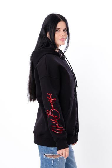 Zip-худі для жінок (оверсайз) Носи своє S/172 Чорний (p-15330-175378) | Зображення 3