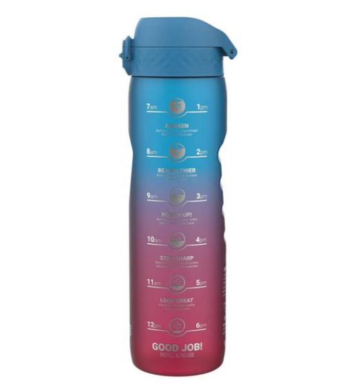 Пляшка для води ION8 1000 мл BPA Free Times To Drink (ЕКО пляшка) Blue & Pink (I8RF1000PBPMOT)