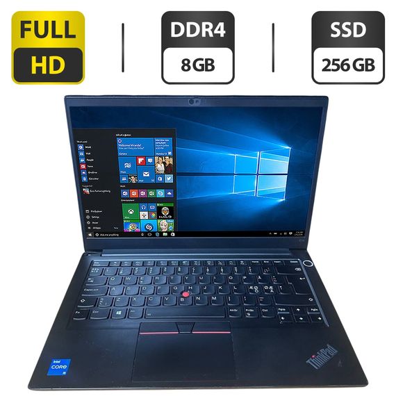 Ультрабук Б-класс Lenovo ThinkPad E14 Gen2 / 14" (1920x1080) IPS / Intel Core i5-1135G7 (4 (8) ядра по 4.2 GHz) / 8 GB DDR4 / 256 GB SSD / Intel Iris Xe Graphics / WebCam б/у