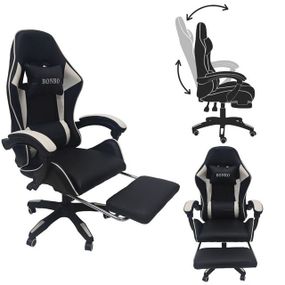 Крісло геймерське Bonro Бонро B-945 біле з підставкою для ніг (42401106)