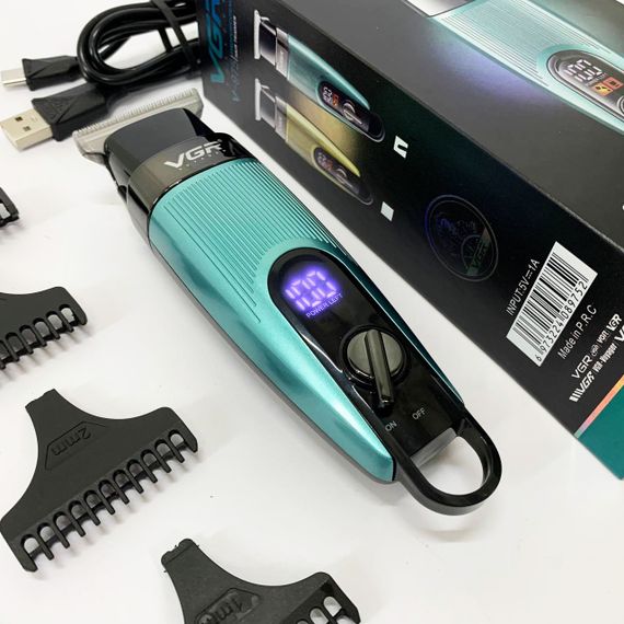 Машинка для стрижки волосся VGR V-975 тример для бороди та вусів. Колір: зелений | Зображення 1