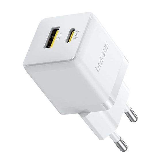 МЗП Baseus Palm Fast Charger PD20W+QC3.0 (1USB-A/1C) + кабель Type-C to Type-C (P10111608) Moon White | Зображення 4