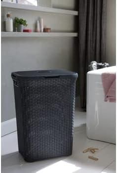 Кошик для білизни пластиковий Curver Natural Style 60 л 00707 темно-сірий, міцний і зручний | Зображення 5