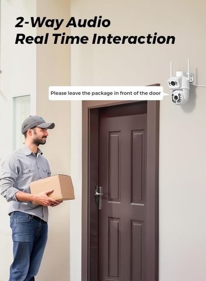 Камера відеоспостереження ANBIUX зовнішня поворотна розумна WiFi, два об’єкти, автотрекінг, кольорове нічне бачення, Alexa | Зображення 5