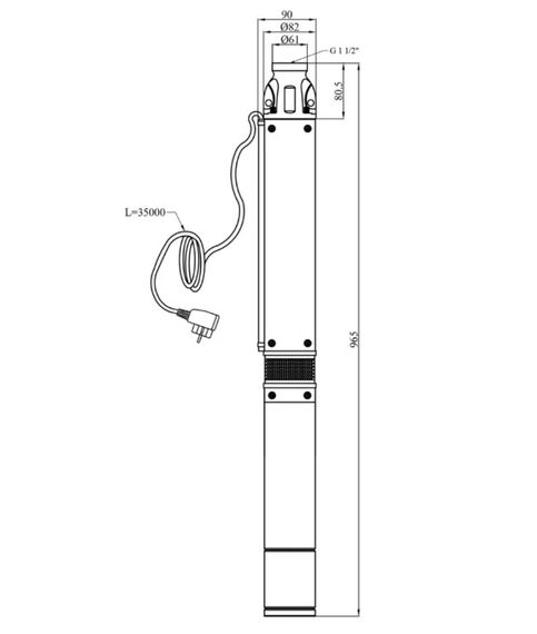 Насос глибинний відцентрований багатоступінчатий Pumpman 3.5КСЕМ3-10-0,55 кВт Hmax 54 м Qmax 5,4 куб.м 550 Вт (CV032264) | Зображення 1