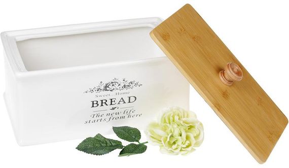 Хлібниця керамічна Sweet Home BREAD 32х18.5х18.5см з дерев'яною кришкою | Зображення 1